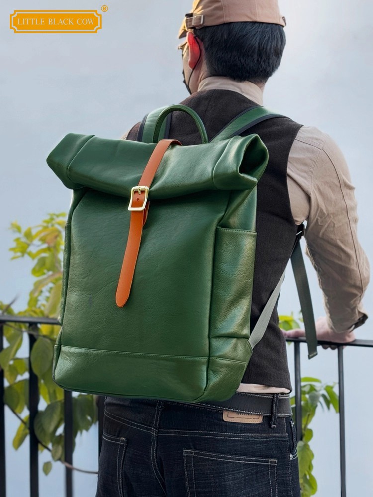 Leather Backpack Vintage - Mochila de Cuero Genuino para Hombre